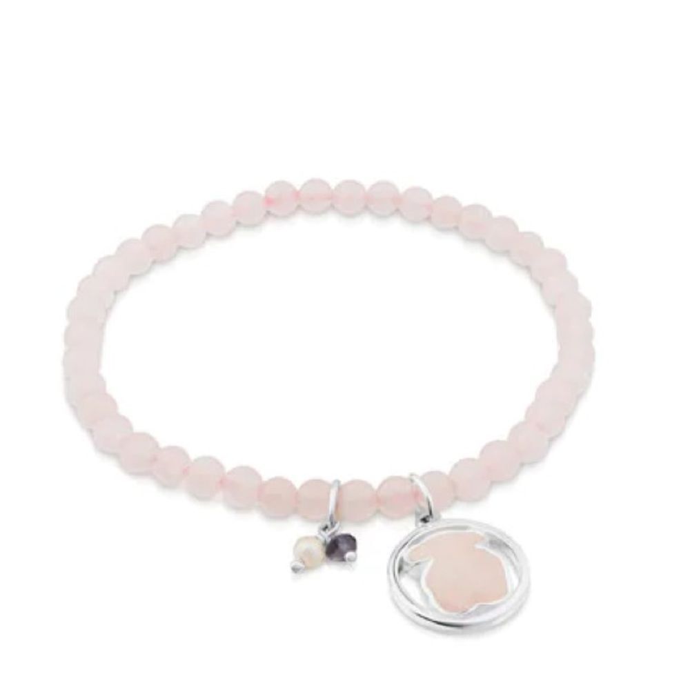 NWT Tous Silver Camille Bracelet with Rose Quartz, Iolite and Pearl​​​​​​